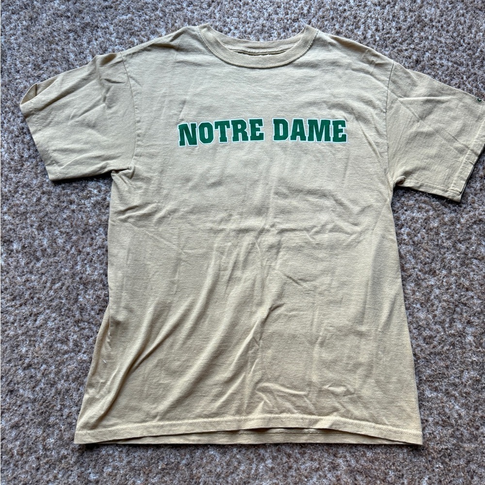 Adidas Notre Dame T Shirt Tan Fighting Irish heavy cotton Mens small EUC